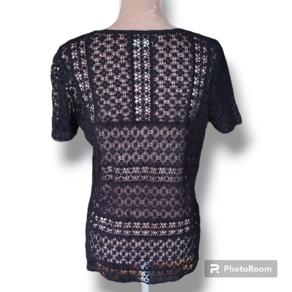 🖤MADEWELL CROCHET SHORT SLEEVE BLOUSE SIZE MEDIUM 🖤 - Picture 6 of 9